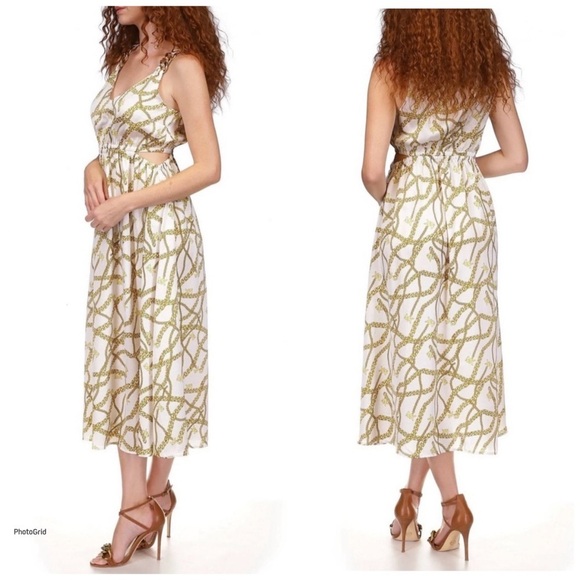 Michael Kors Gold Logo Side Cut Out Dress - Picture 2 of 3